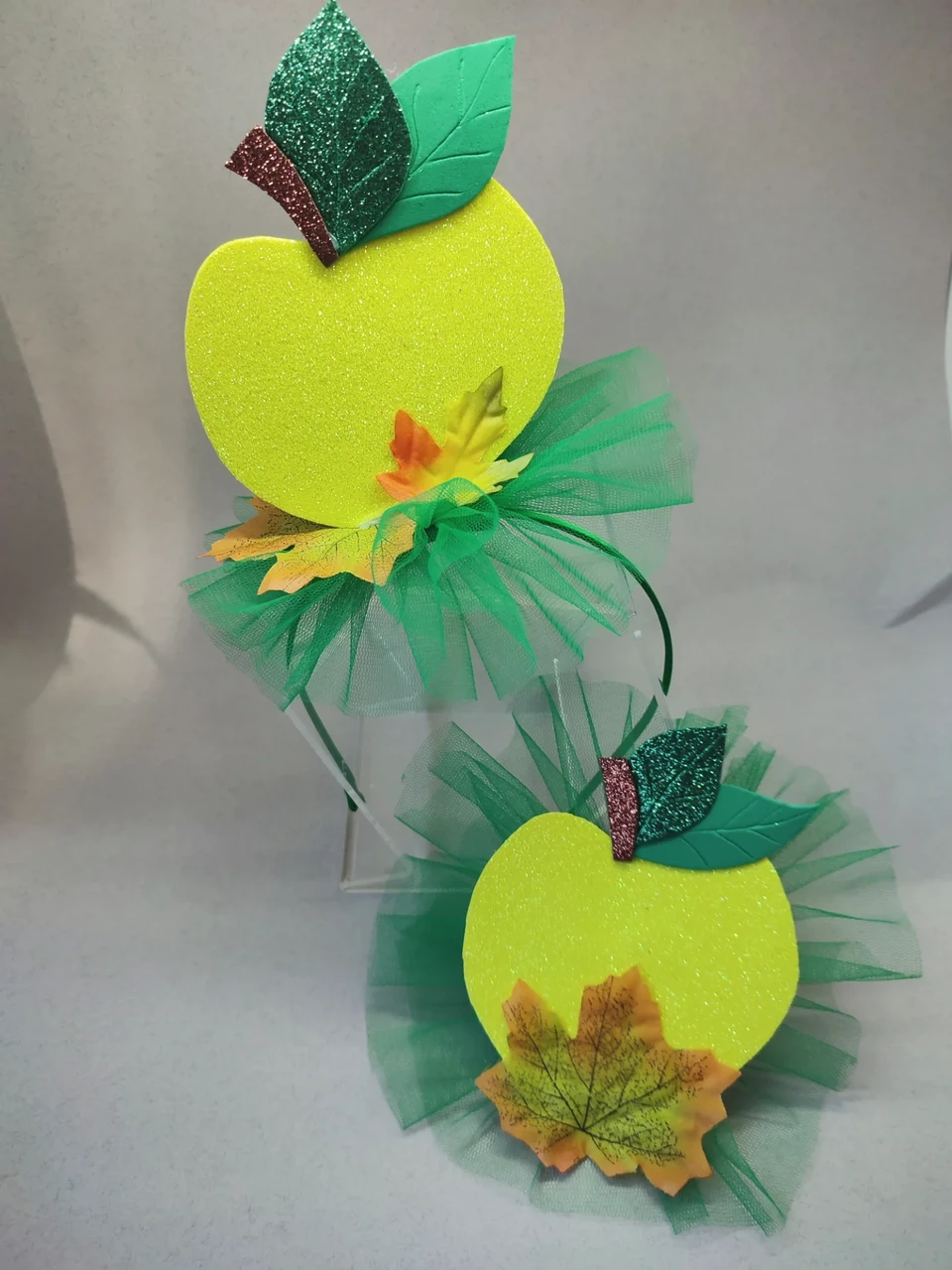 Набір Яблуко Обруч+брошка(або пояс чи браслет) Осінній обруч Яблука Осінній обідок яблуко Яблука Карнавальний, фото 1