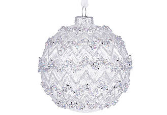 Ялинкова прикраса скляна куля зі стразами 8 см