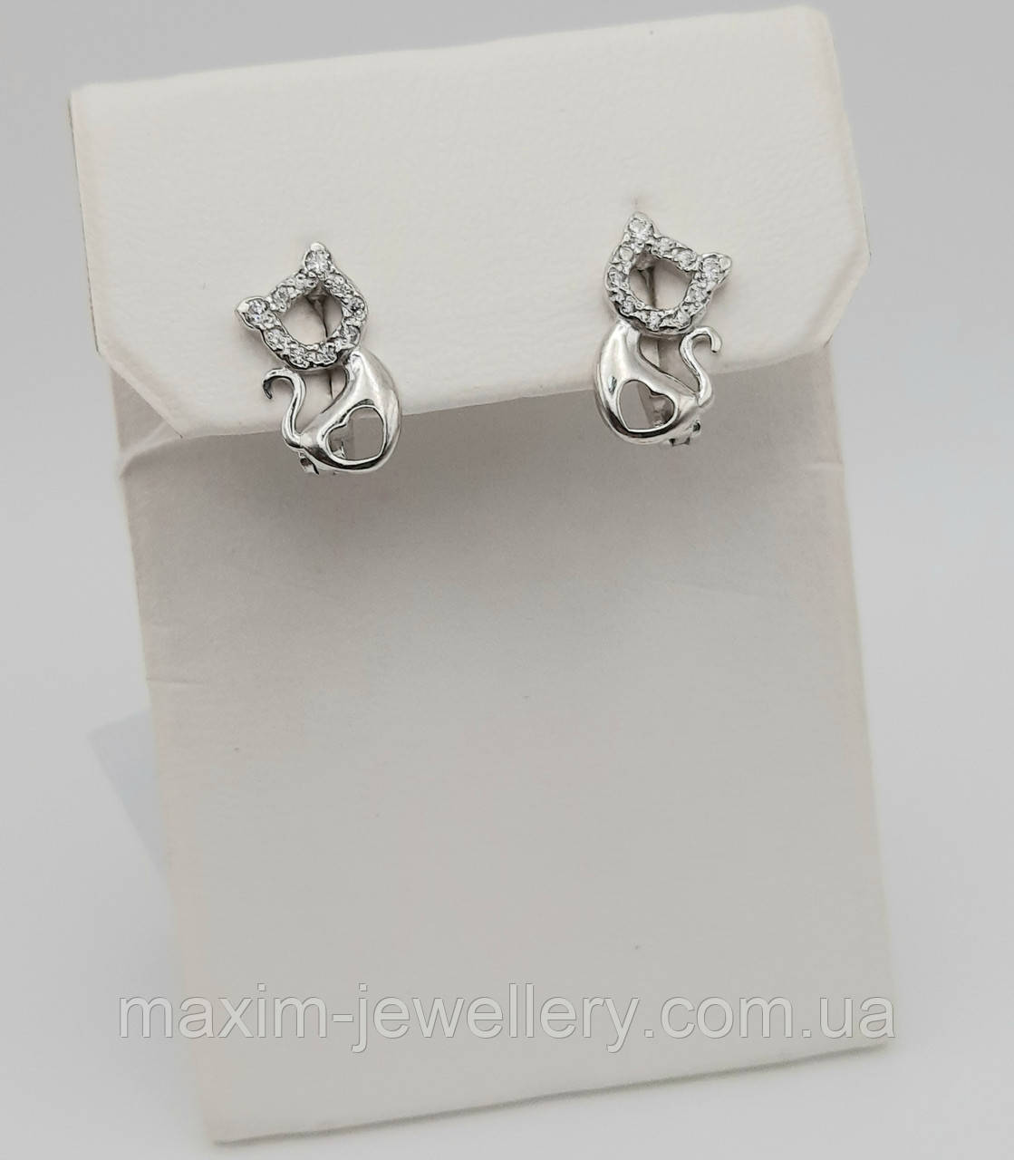 Срібні дитячі сережки "Кошеня", фото 1