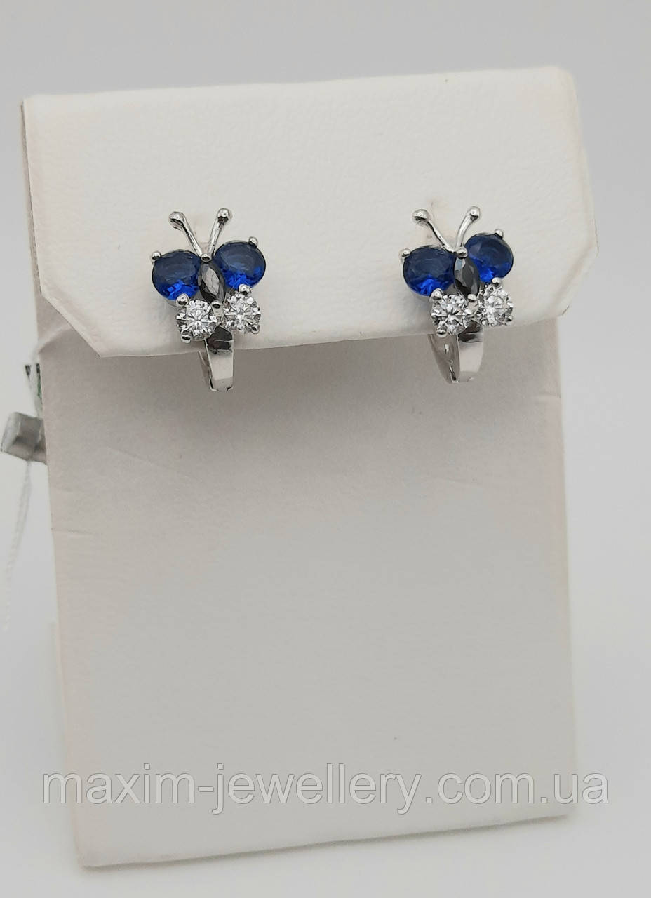 Срібні дитячі сережки "Метелик", фото 1