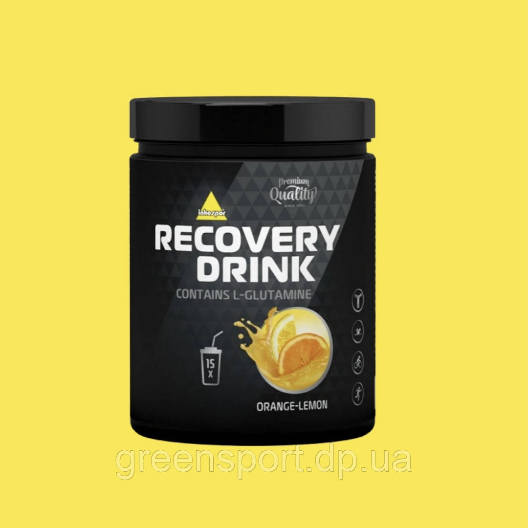 Inkospor Recovery Drink 525 г, послетренировочный комплекс, углеводы, белок, L-глутамин, вкус апельсин-лимон