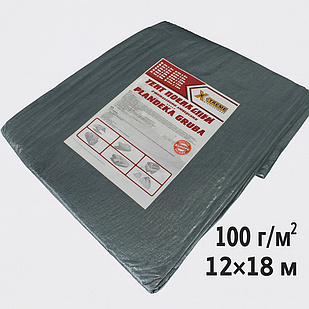 Сірий поліетиленовий тент 12×18 м "Grey" 100 г/м² — укривний тент від дощу і снігу