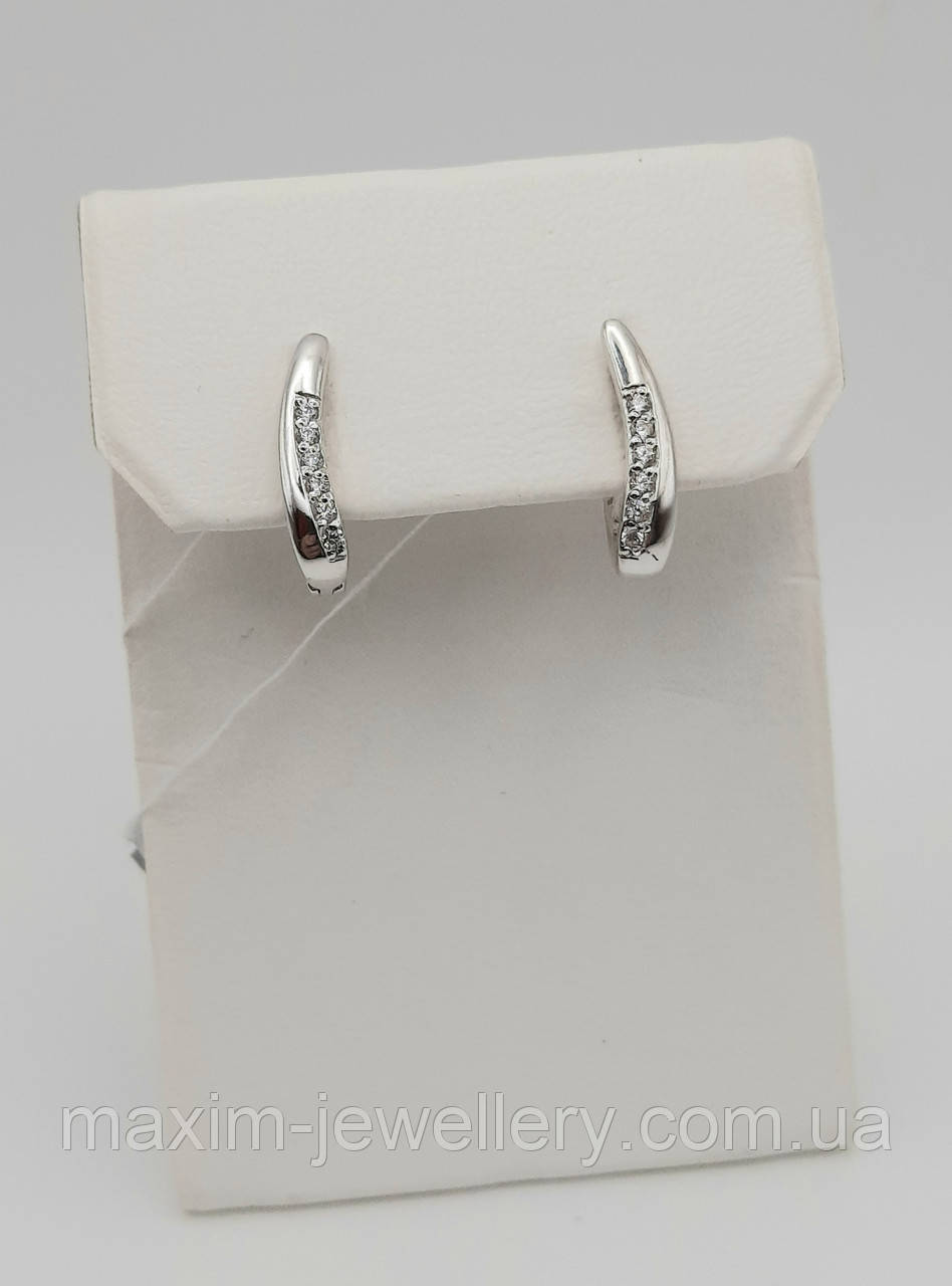 Сережки зі срібла з куб.цирконієм, фото 1