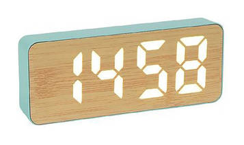 Настільний годинник-будильник електронний з великими цифрами, що світяться світлодіодами, на батарейках і від мережі, зелений