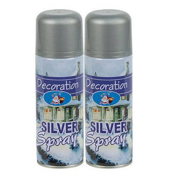 Срібна фарба аерозольна спрей в балончику для декору (сріблянка) Набір 2 штуки