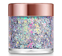 Глітер для обличчя та тіла гелевий, глітер срібний хамелеон