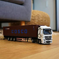 Фура металева біла Автопром AP7540B 32 см — іграшка зі світлом, звуком і знімним причепом, фото 2