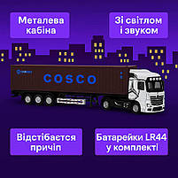 Фура металева біла Автопром AP7540B 32 см — іграшка зі світлом, звуком і знімним причепом, фото 4