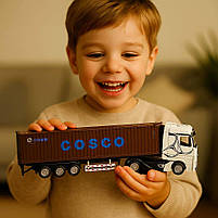 Фура металева біла Автопром AP7540B 32 см — іграшка зі світлом, звуком і знімним причепом, фото 3