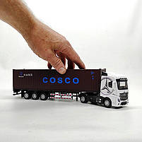 Фура металева біла Автопром AP7540B 32 см — іграшка зі світлом, звуком і знімним причепом, фото 7