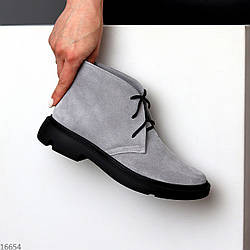 Іміджеві сірі черевики дезерти натуральна замша