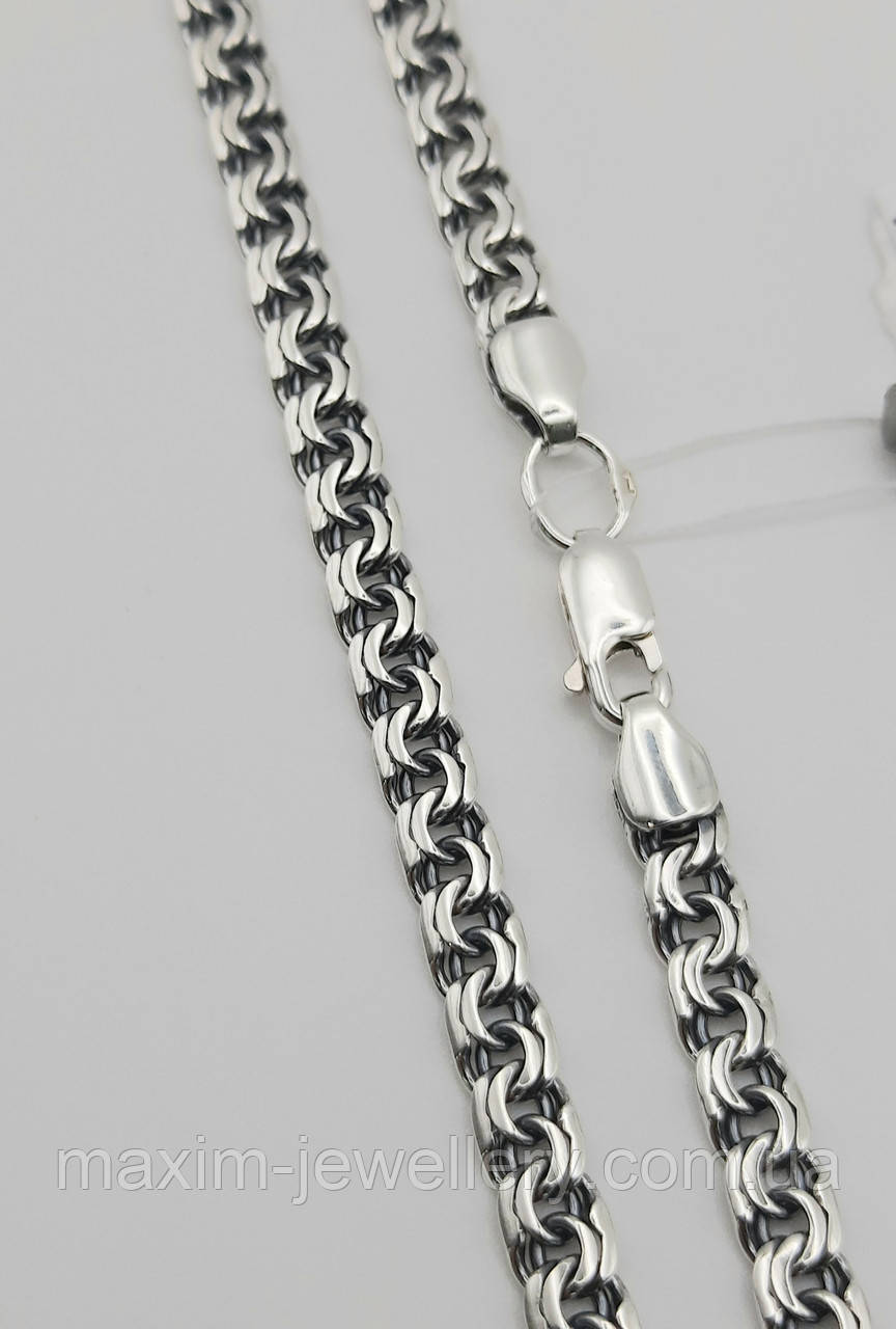 Срібний ланцюжок "Бісмарк дзеркальний" з черненням (25,18гр.-50), фото 1