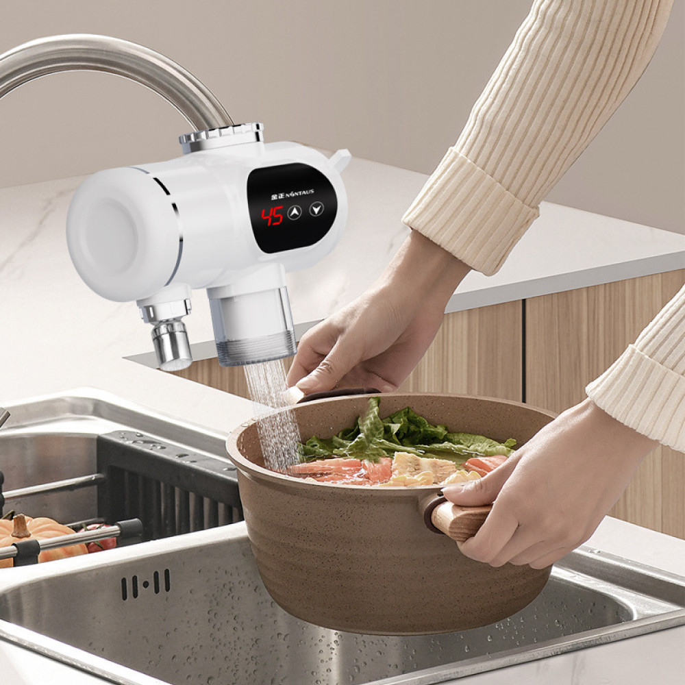 Електричний водонагрівач проточний 3400 Вт із нагріванням води за секунди для кухні або ванної кімнати, фото 1