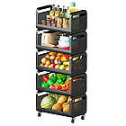 Стелаж на колесах 5 ярусів 122х50 см YH9911-5 чорний багаторівнева система зберігання для дому, фото 2