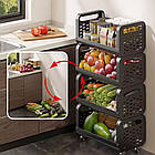 Стелаж на колесах 5 ярусів 122х50 см YH9911-5 чорний багаторівнева система зберігання для дому, фото 8