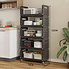 Стелаж на колесах 5 ярусів 122х50 см YH9911-5 чорний багаторівнева система зберігання для дому, фото 9