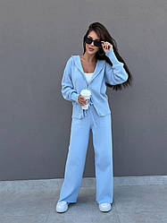 Стильний жіночий костюм кофта з капюшоном та вільні штани машинна в'язка Dmk6183