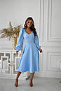 Жіноча блакитна сукня міді з вишивкою, фото 5