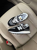 Зимові чорні замшеві водонепроникні жіночі кросівки New Balance 574 Legacy Нью Беленс на флісі