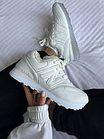 Зимові білі шкіряні водонепроникні жіночі кросівки New Balance 574 Нью Беленс на хутрі