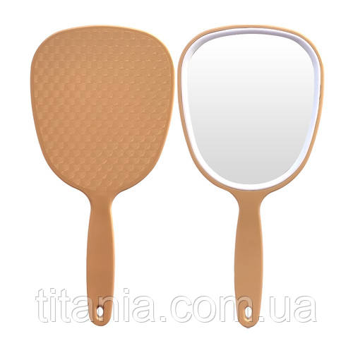 Дзеркало косметичне овальне з ручкою апрікот TITANIA art.1530L, фото 1