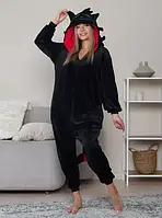 Кигуруми пижама женская Беззубик черная качественная мягкая зимняя теплая пижама
