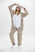 Кигуруми пижама женская Леопард качественная мягкая зимняя теплая пижама