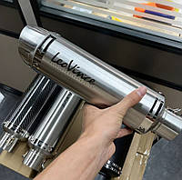 Глушитель прямоток Leo Vince на мотоцикл (Серебро) Мото выхлоп Лео Винче на спорт байк 150сс-1000сс LeoVince