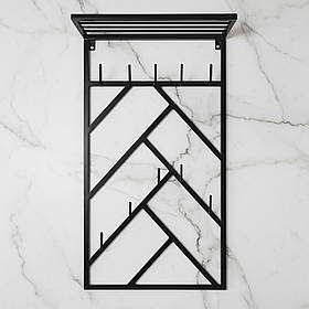 Вішалка для одягу настінна з металу, 600x200 мм, H 1000 мм Scandi Чорний