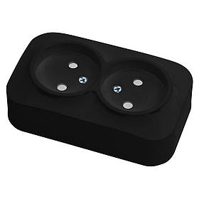 Розетка подвійна без заземлення чорна EVA