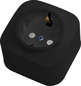 Розетка одинарна із заземленням чорна EVA