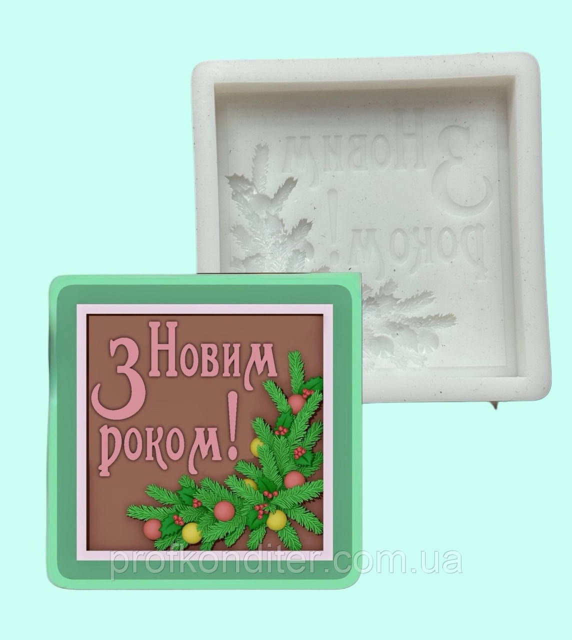 Силіконовий молд для шоколаду та ін "Новорічна рамочка №3", фото 1