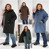 Жіноча демісезонна водонепроникна куртка супербатал: 56-58, 60-62, 64-66, 68-70 - чорний, пляшка, джинс, шоколад