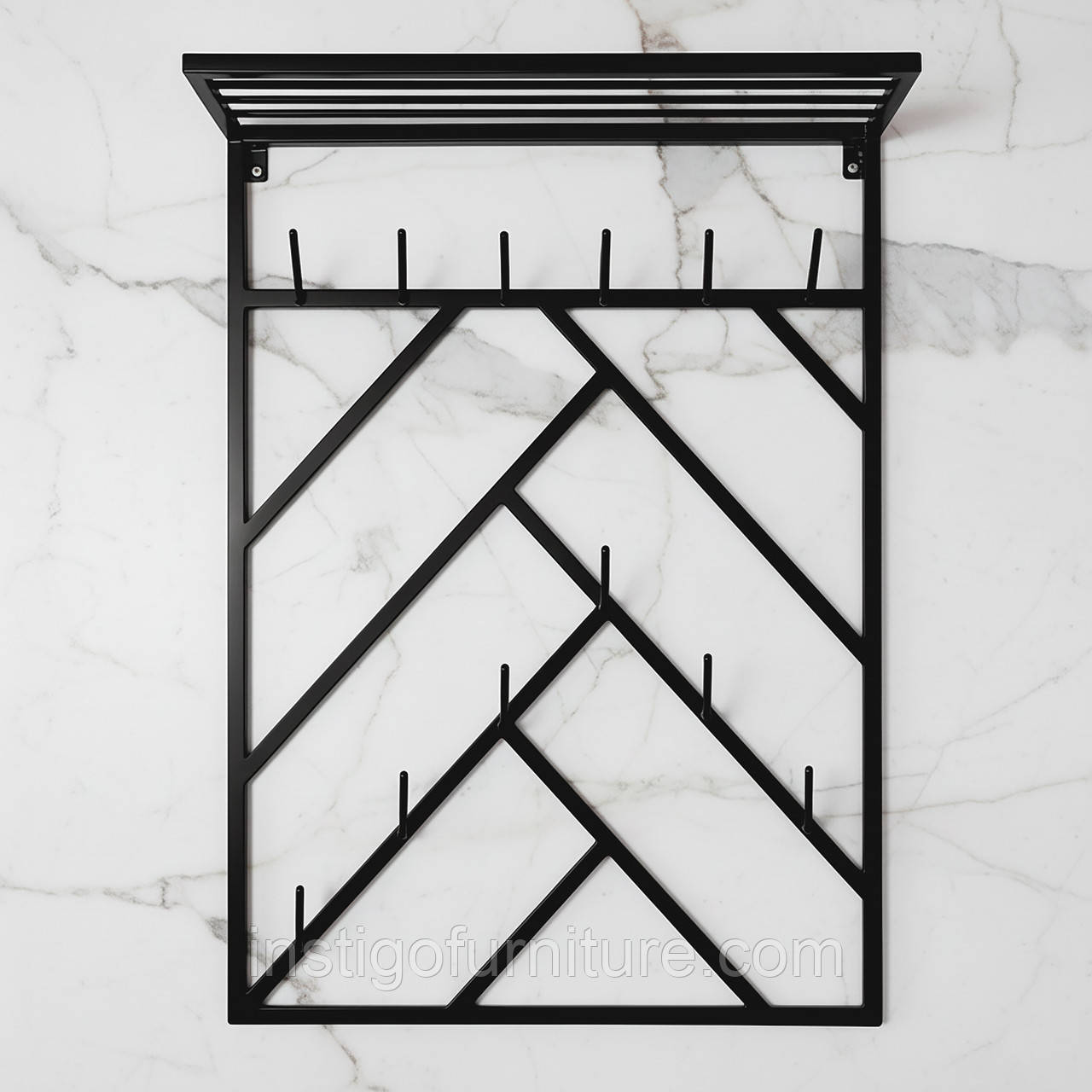 Вішалка для одягу настінна з металу, 800x200 мм, H 1000 мм Scandi Чорний, фото 1