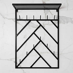 Вішалка для одягу настінна з металу, 800x200 мм, H 1000 мм Scandi Чорний