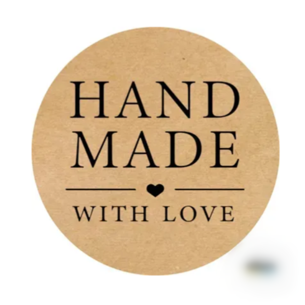 Наклейки круглі, 50 мм, "HandMade with Love", (50 шт) №9, фото 1