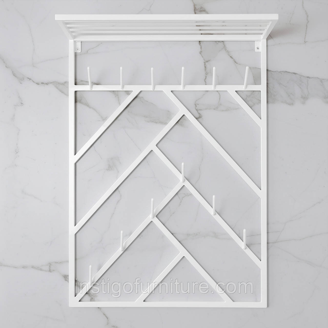 Вішалка для одягу настінна з металу, 800x200 мм, H 1000 мм Scandi Білий, фото 1