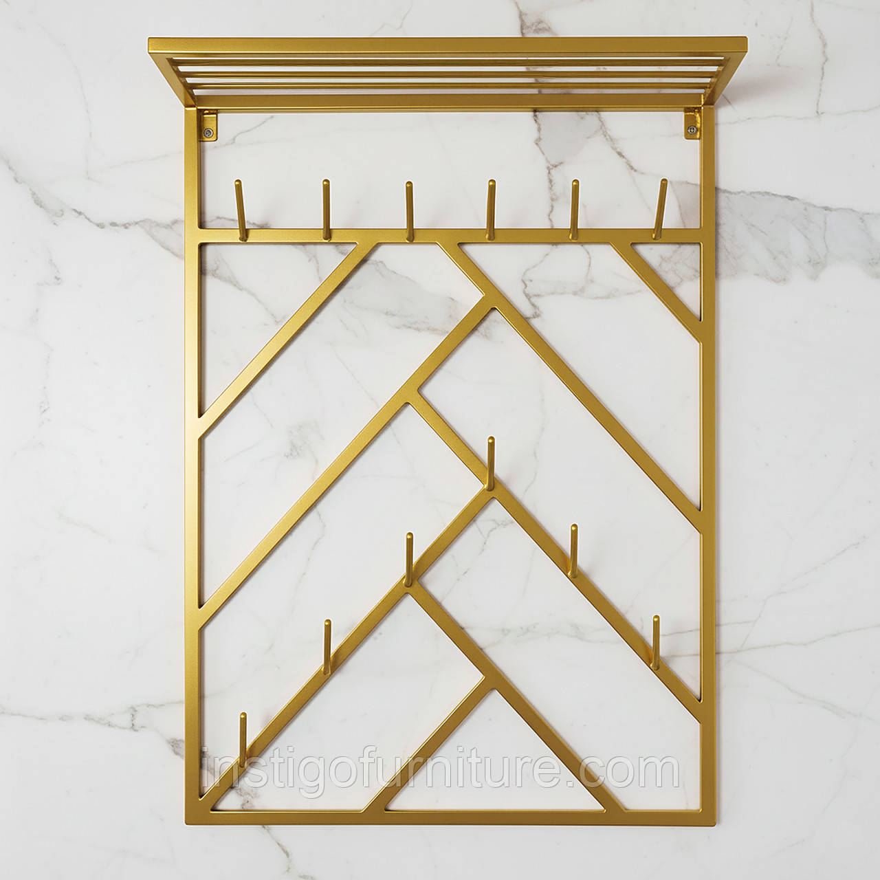 Вішалка для одягу настінна з металу, 800x200 мм, H 1000 мм Scandi Золото, фото 1