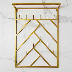 Вішалка для одягу настінна з металу, 800x200 мм, H 1000 мм Scandi Золото