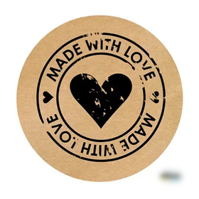 Наклейки круглі, 50 мм, "Made with love", (50 шт) №11