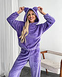 Рожевий махровий теплий жіночий костюм для дому, фото 9
