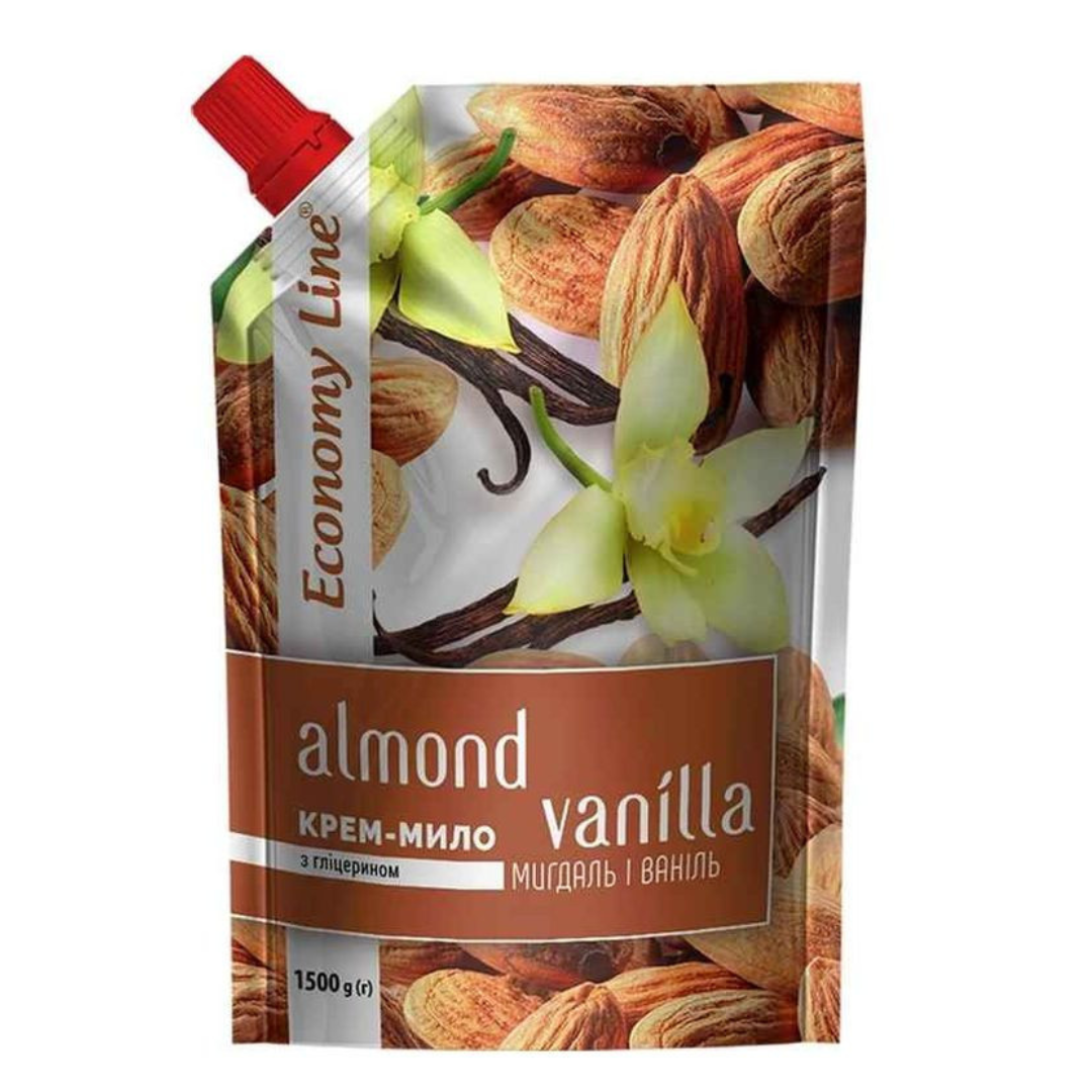 Крем-мило SAMA  «Мигдаль та ваніль» 1500 г дой-пак Economy Line, фото 1