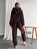 Махровий жіночий домашній костюм "Медведик" коричневого кольору, фото 2