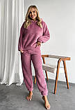 Рожевий махровий теплий жіночий костюм для дому, фото 4