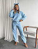 Домашній костюм махровий із вушками сіро-голубий, фото 8
