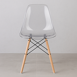 Дизайнерський стілець прозорий “Тауер Вуд А” з дерев’яними ніжками для кухні та вітальні