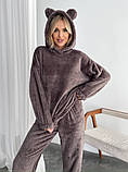 Домашній костюм махровий із вушками сіро-голубий, фото 5