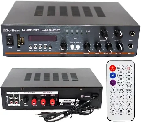 Підсилювач звуку UKC AMP PA-333BT 100Вт Bluetooth + USB + SD + FM + 2 мікрофони + еквалайзер для дому і караоке