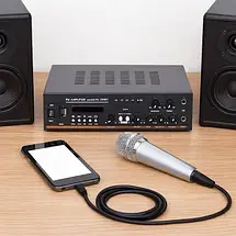 Підсилювач звуку UKC AMP PA-333BT 100Вт Bluetooth + USB + SD + FM + 2 мікрофони + еквалайзер для дому і караоке, фото 2