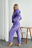 Махрова жіноча тепла піжама фіолетова, фото 3
